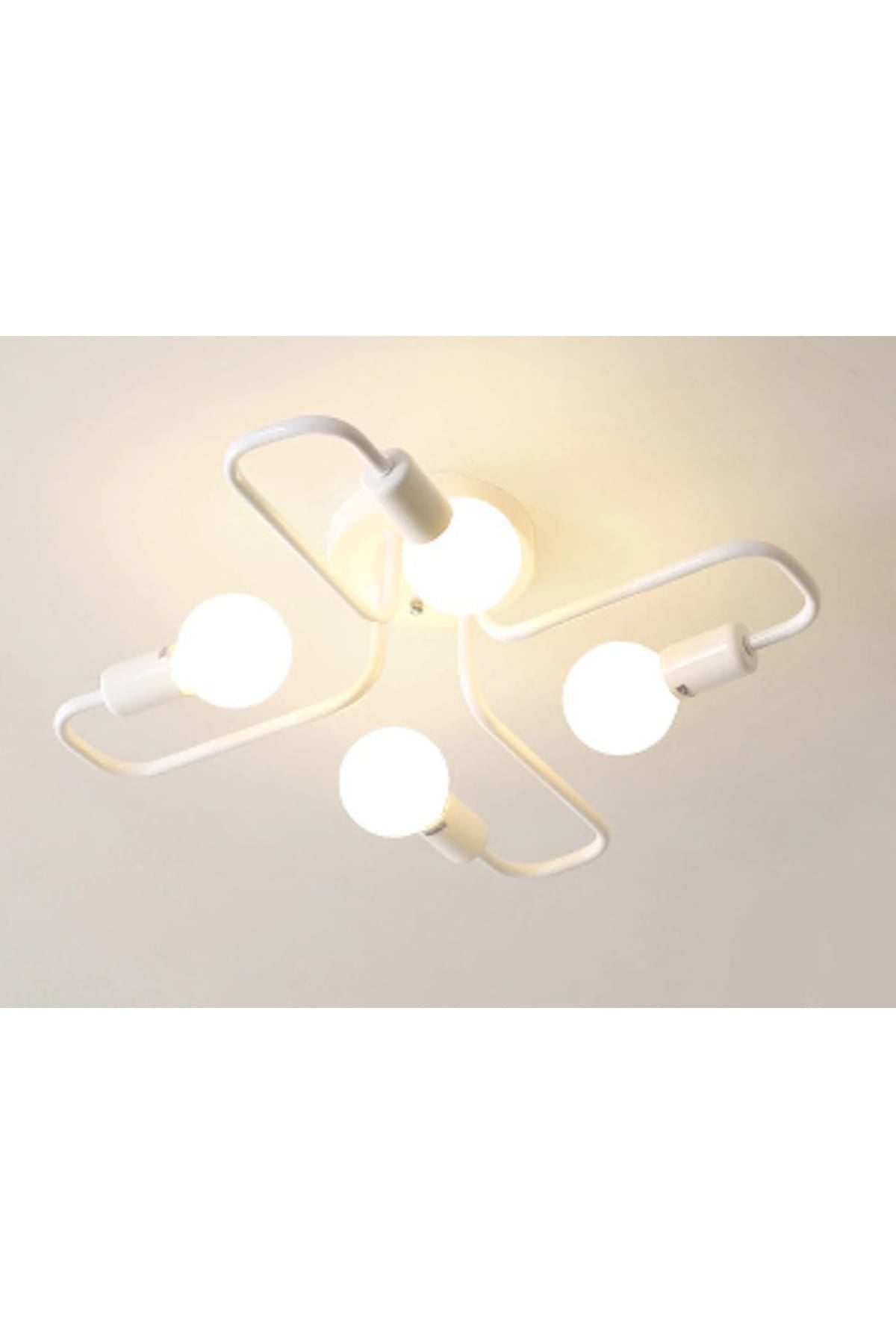 Nice Loop 4-Piece White Plafonier/Ceiling Mounted Chandelier
