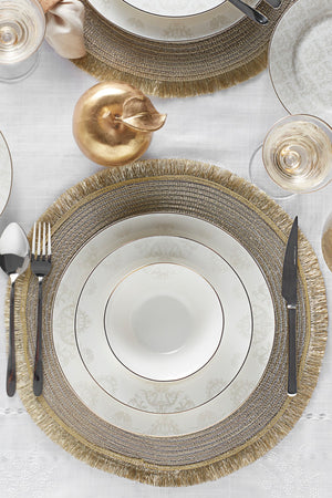 Siena 56 Piece Porcelain Gold Dinner Set For 12 People