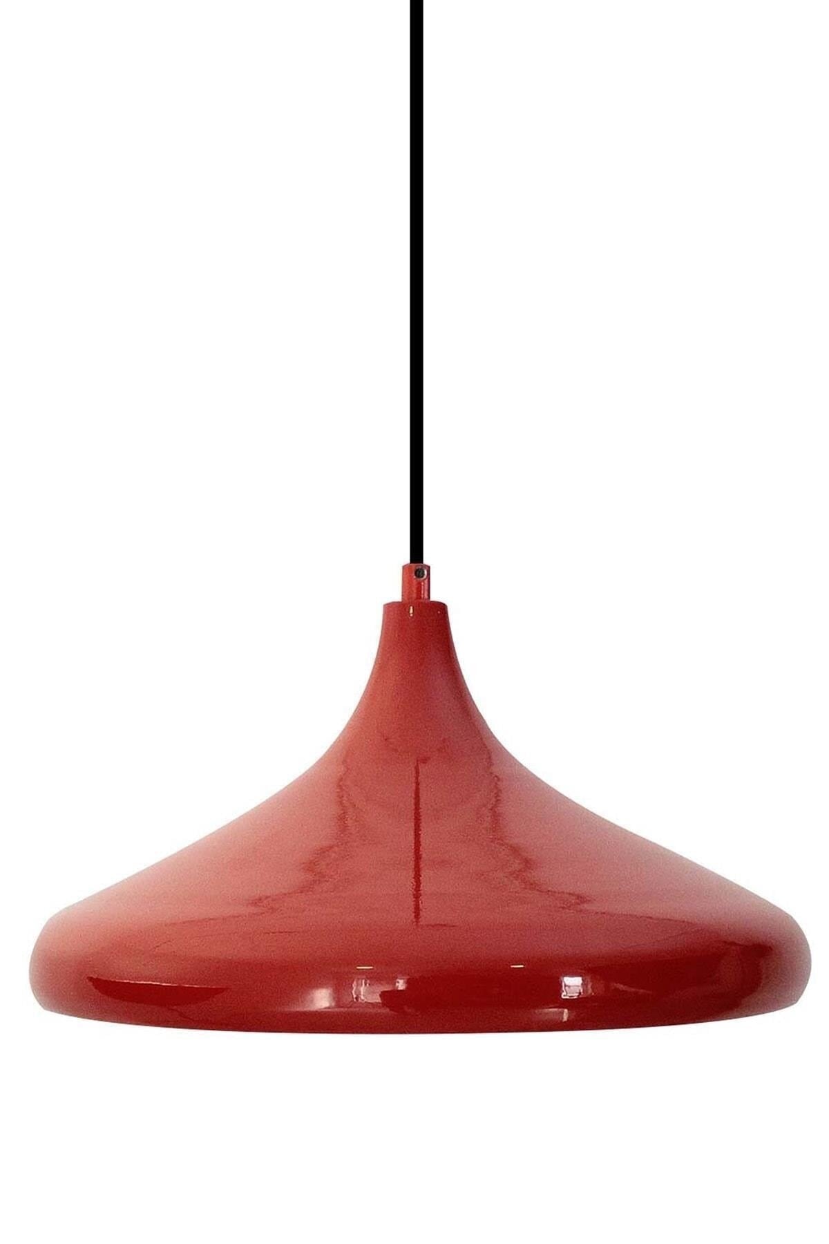 Nil Modern Metal Living Room - Kitchen - Cafe Plastered Red Single Chandelier