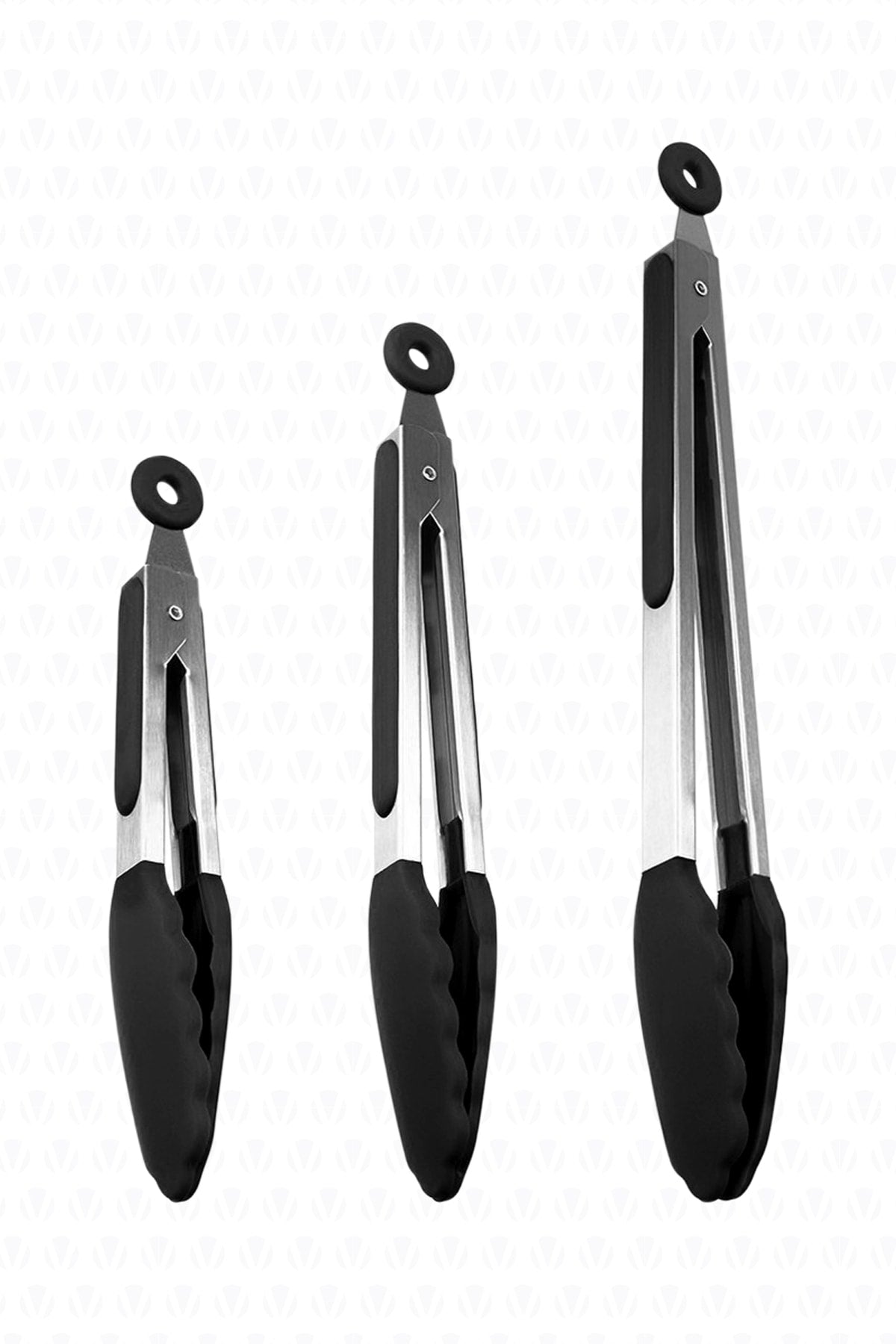 Midori Metal Handle Silicone Tip Lock System Smart 3 Tongs Set Black