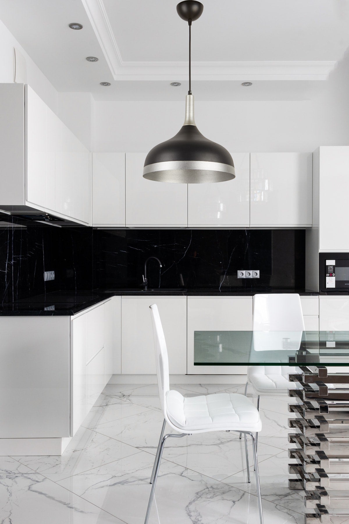 Marco Special Design Modern Decorative Cafe Kitchen Living Room Black Inside Silver Pendant Lamp Single Chandelier