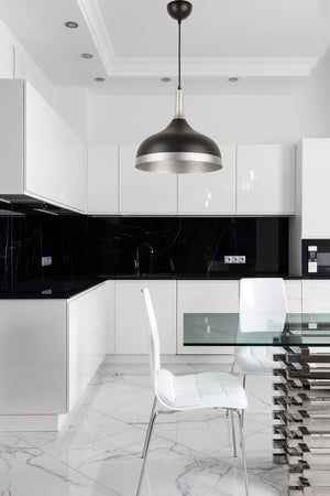 Marco Special Design Modern Decorative Cafe Kitchen Living Room Black Inside Silver Pendant Lamp Single Chandelier