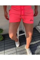 Men's Neon Pink Solid Color Pocket Model Marine Shorts Swimsuit