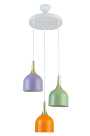 Reina Modern Design Cafe Kitchen Living Room Orange Lilac Green Colored 3-Piece Chandelier