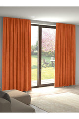 Velvet Textured Mandarin Orange Island Backdrop Curtain Extraforward Pleated - Swordslife