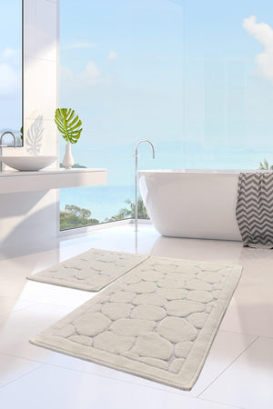 LINO EKRU COTTON 2 LI SET Cotton Bath Mat Set - Swordslife