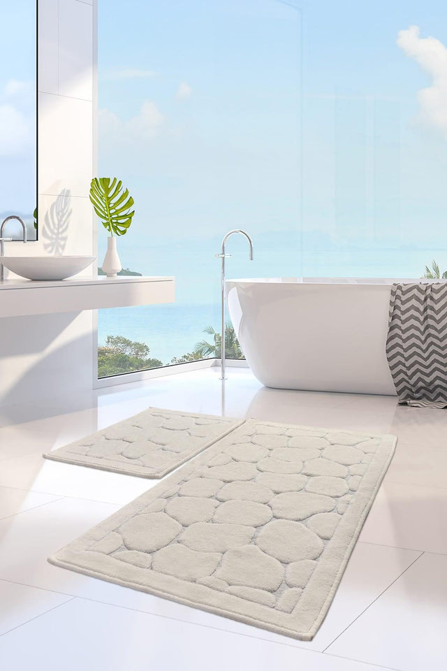 LINO EKRU COTTON 2 LI SET Cotton Bath Mat Set - Swordslife
