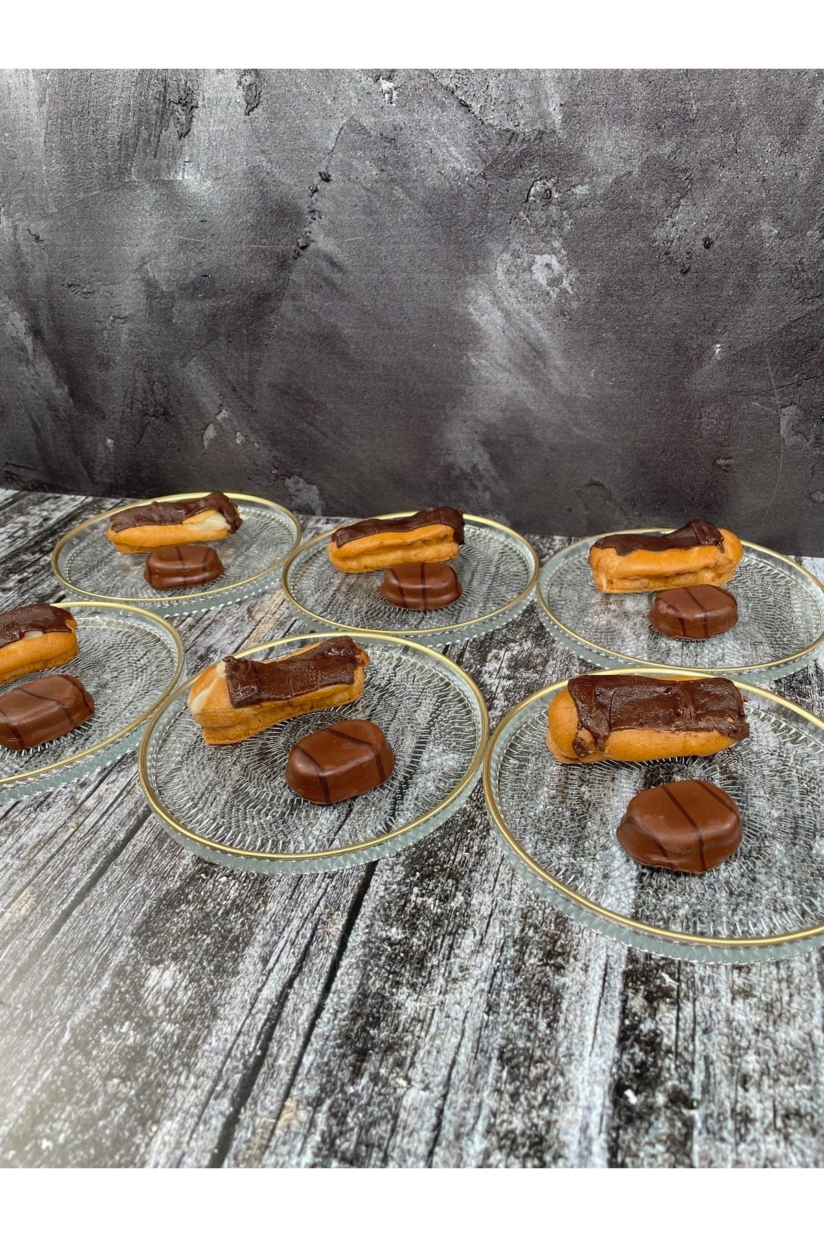 6 Pcs Crystal Glass Gilded Cake Dessert Serving Plate Presentation Bowl