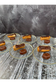 6 Pcs Crystal Glass Gilded Cake Dessert Serving Plate Presentation Bowl