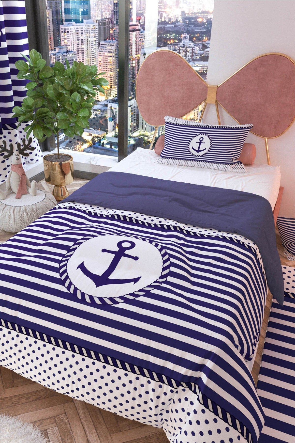 Sailor Anchor Double Sided Kids Duvet Cover Set Polycotton