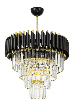 Palmira 45' Luxus-Kronleuchter aus Kristallstein – (Schwarz-Gold)
