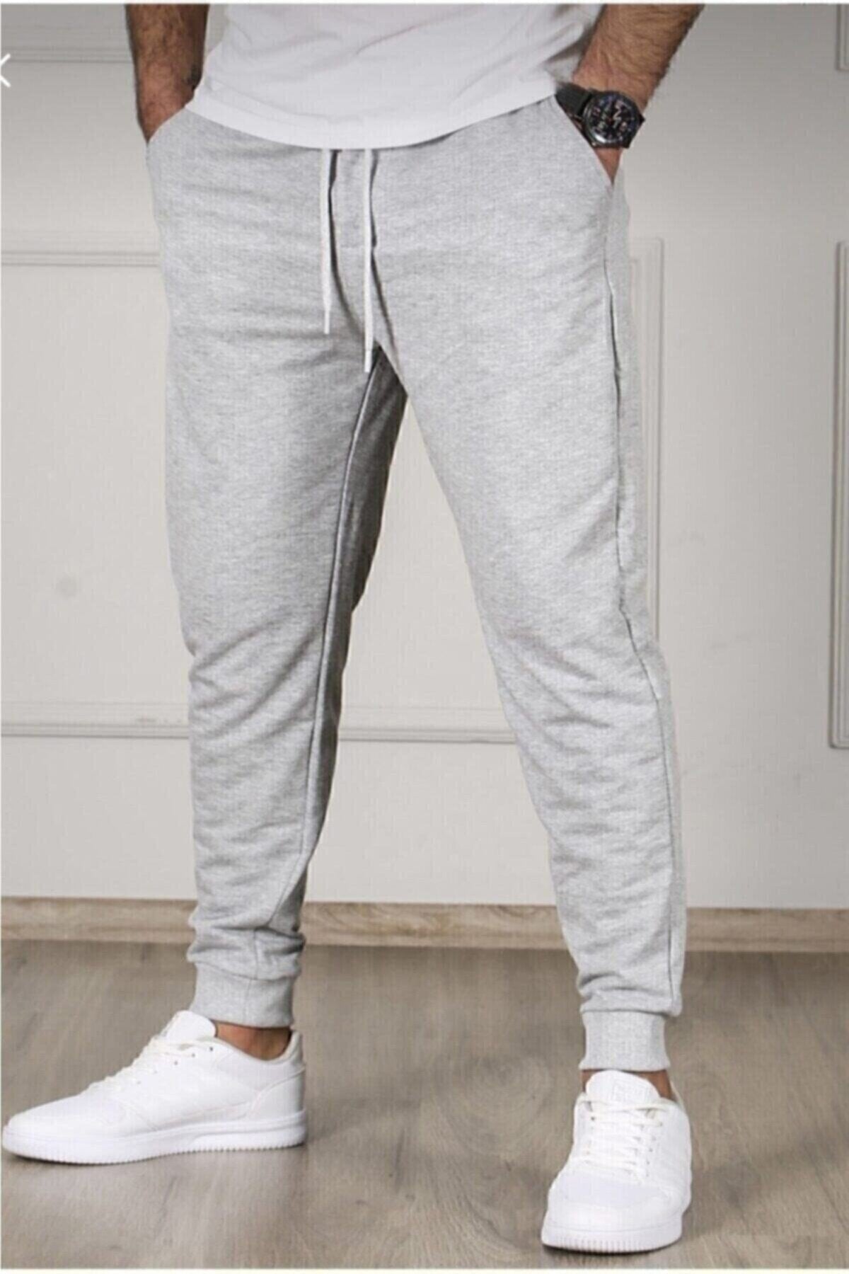 Men'S Summer Gray Sweatpants Jogger Slim Fit Cotton Slim Fit