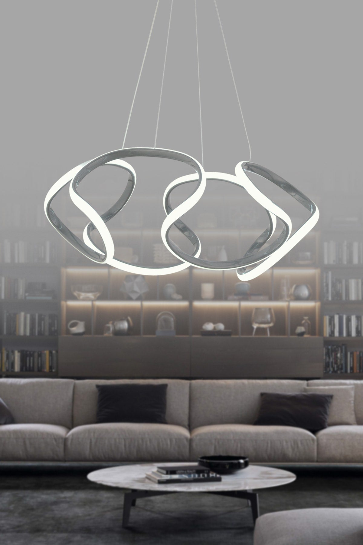 Honos Smoked Modern Pendant Lamp LED Chandelier Living Room Kitchen Room LED Chandelier