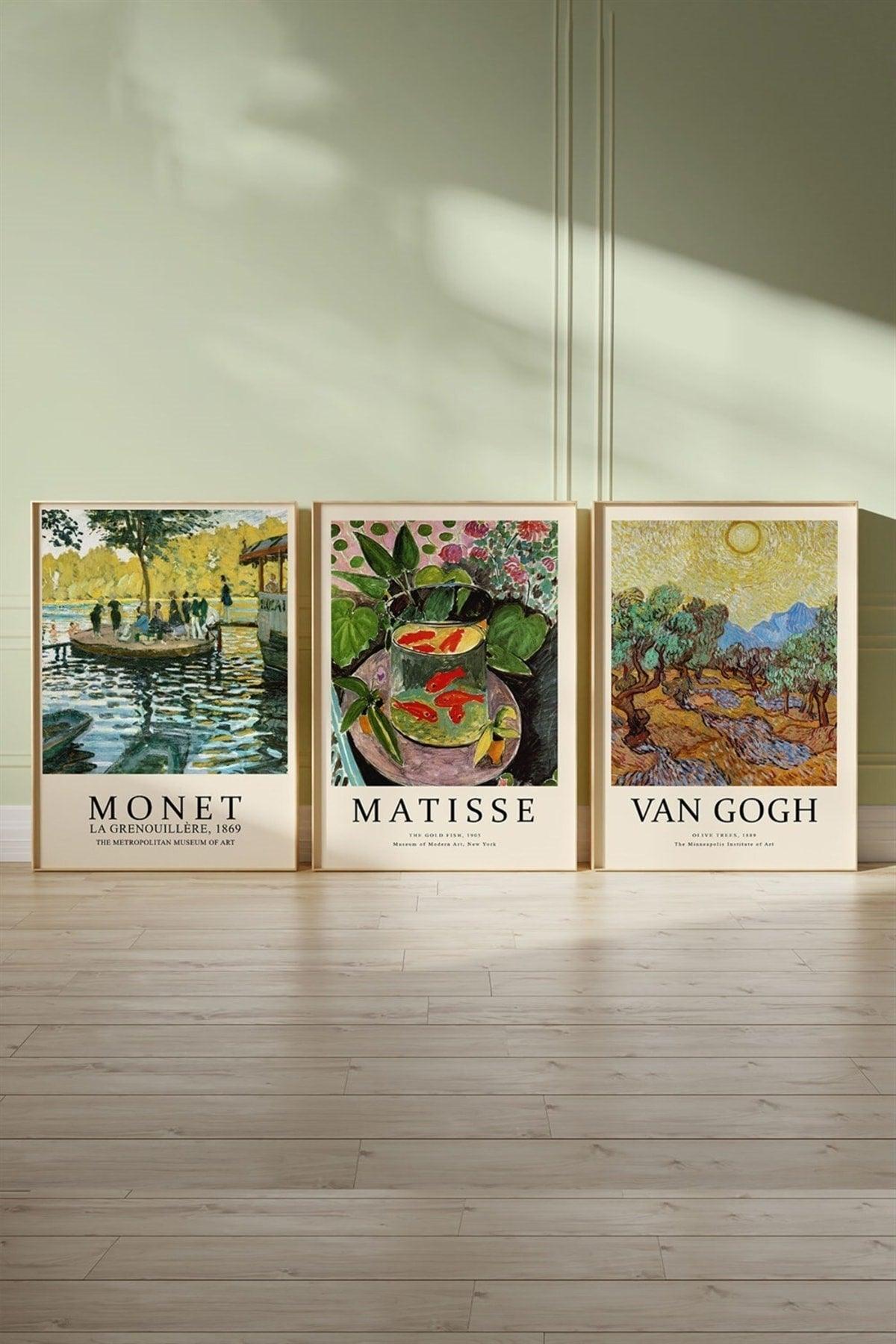 Monet Matisse Van Gogh 3 Piece Painting, Poster Set - Unframed - Swordslife