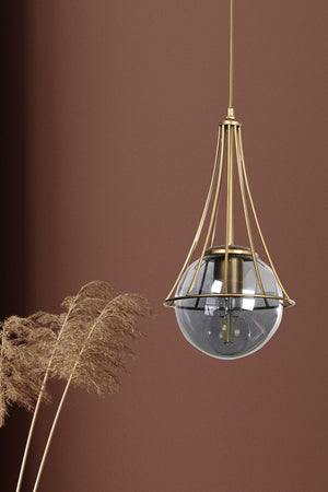 Lapis Single Antique-Smoked Glop Glass Chandelier