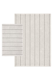 Basic Stripe Natural Cotton Double Bath Clay 60x100 50x60 Cm Ecru / Black Striped - Swordslife