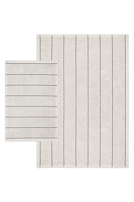 Basic Stripe Natural Cotton Double Bath Clay 60x100 50x60 Cm Ecru / Black Striped - Swordslife