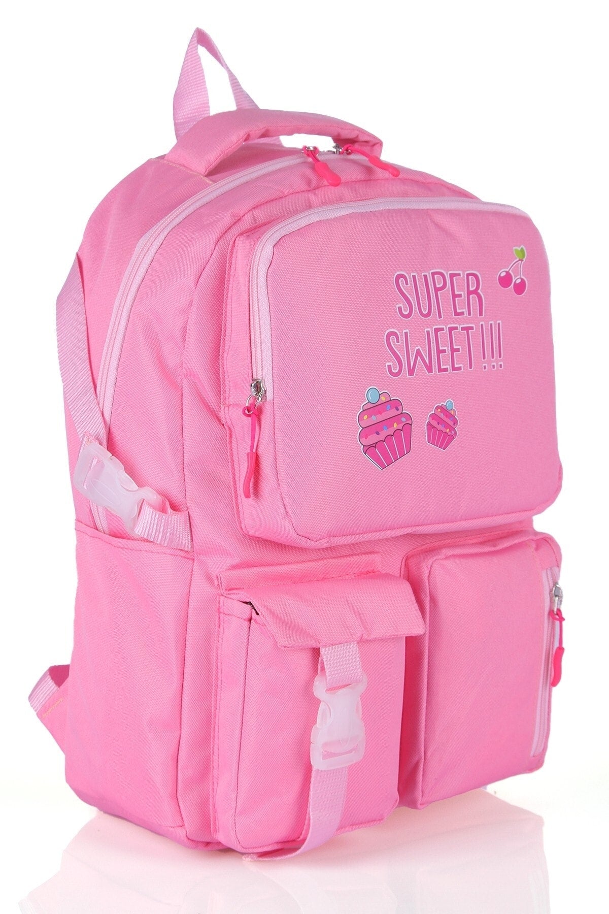 Hkn 9012 Primary School Backpack School Bag Multi Compartment Pink