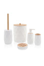 Prizma Bamboo Covered Bathroom Set 5 Pieces White Bny0024 - Swordslife