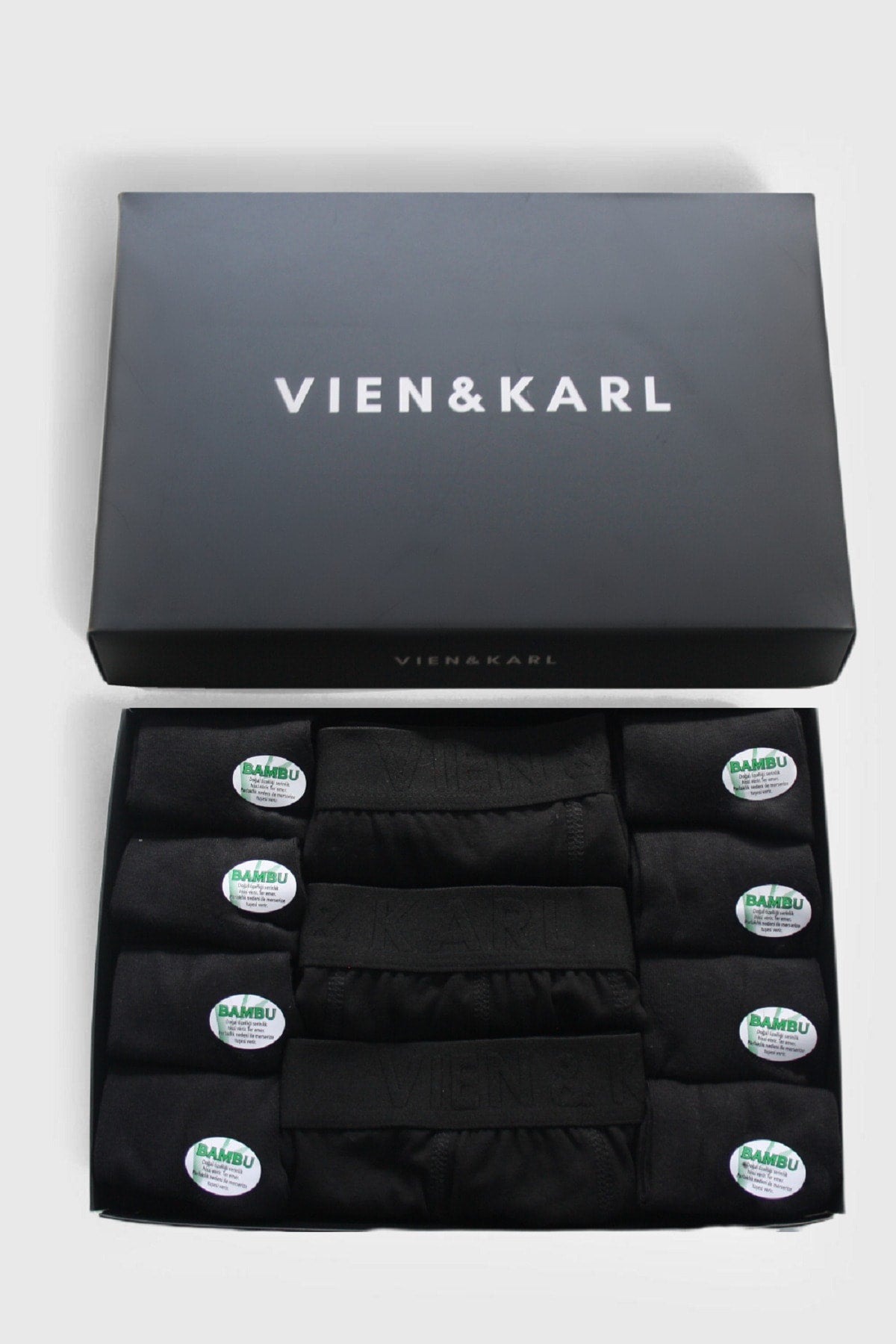 Herren 3er-Boxershorts aus schwarzem Lycra und 8er-Box mit schwarzen Socken