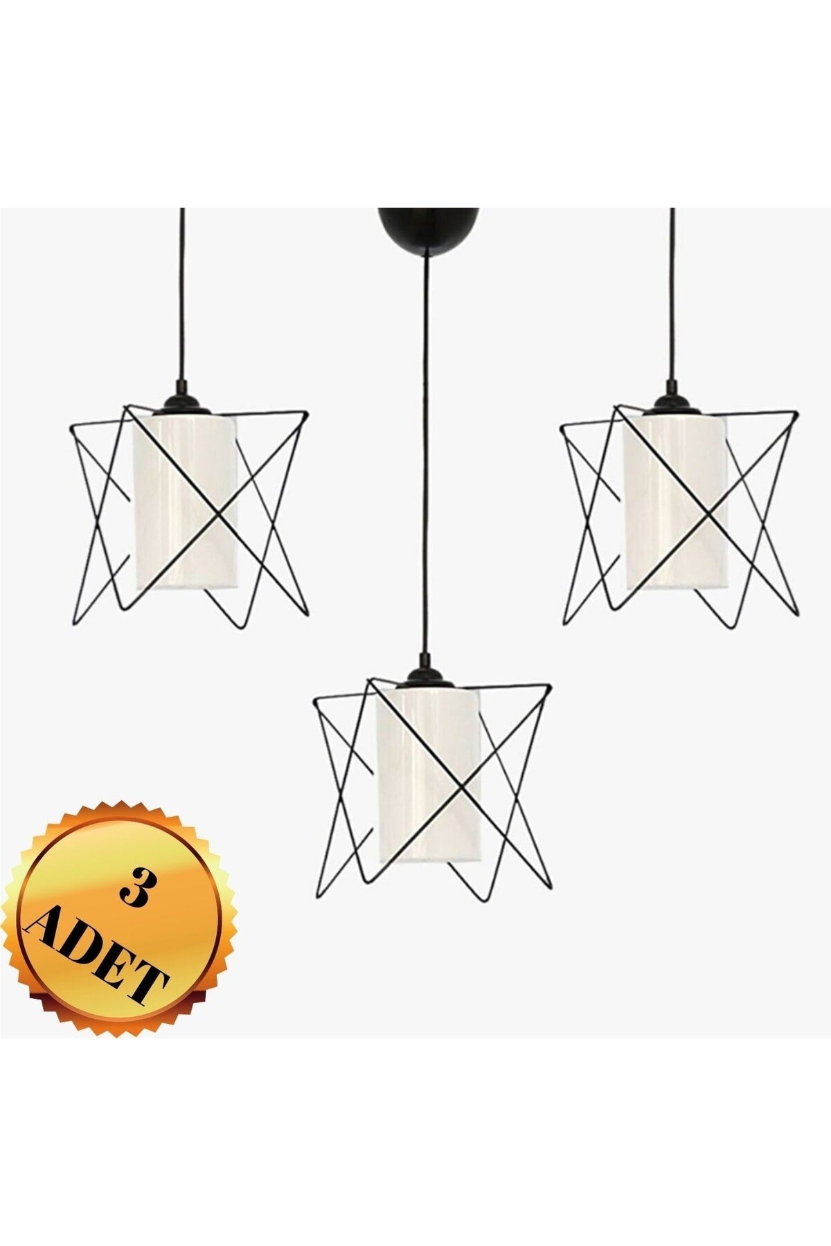 3 Pieces Black Metal White Mica Glass Living Room Kitchen Bathroom Bedroom Children'S Room Entrance Chandelier