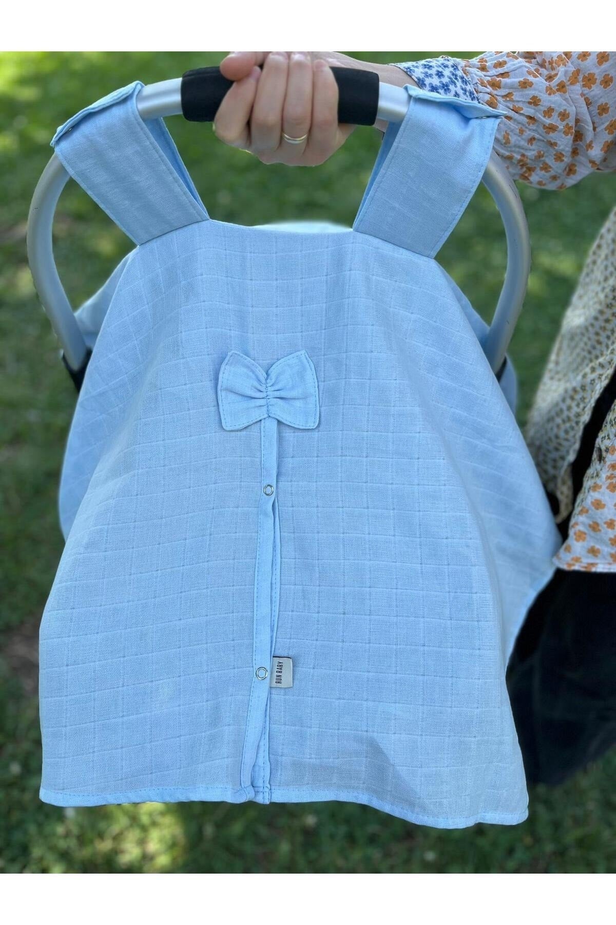 Run Baby Muslin Fabric Snap Snap Stroller Cover (Flat Light Blue) 75X100Cm