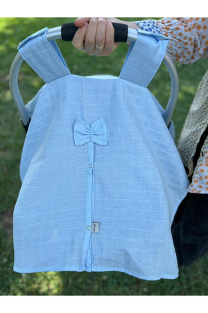 Run Baby Muslin Fabric Snap Snap Stroller Cover (Flat Light Blue) 75X100Cm