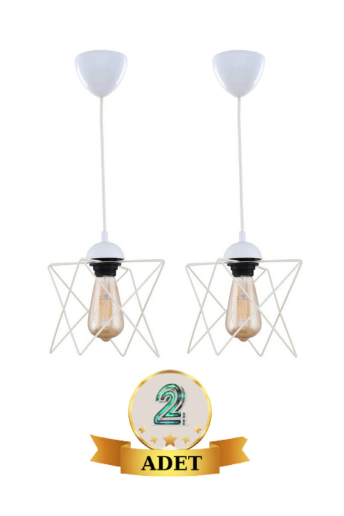 2 Single White Pendant Chandelier
