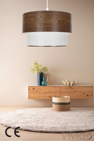 Cake Pendant Lamp Chandelier Wood Patterned