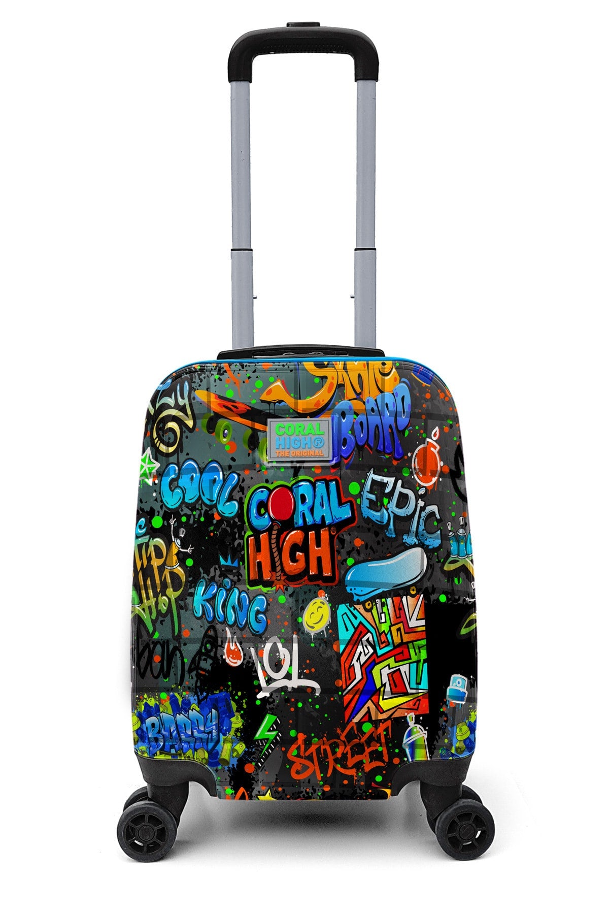 Kids Black Blue Graffiti Patterned Child Suitcase 16760