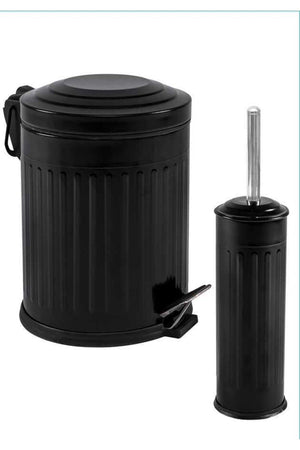 Vintage 2 Liter Dustbin Trash Bin Bathroom Set Striped Model 5 Liter And Wc Brush Set - Swordslife