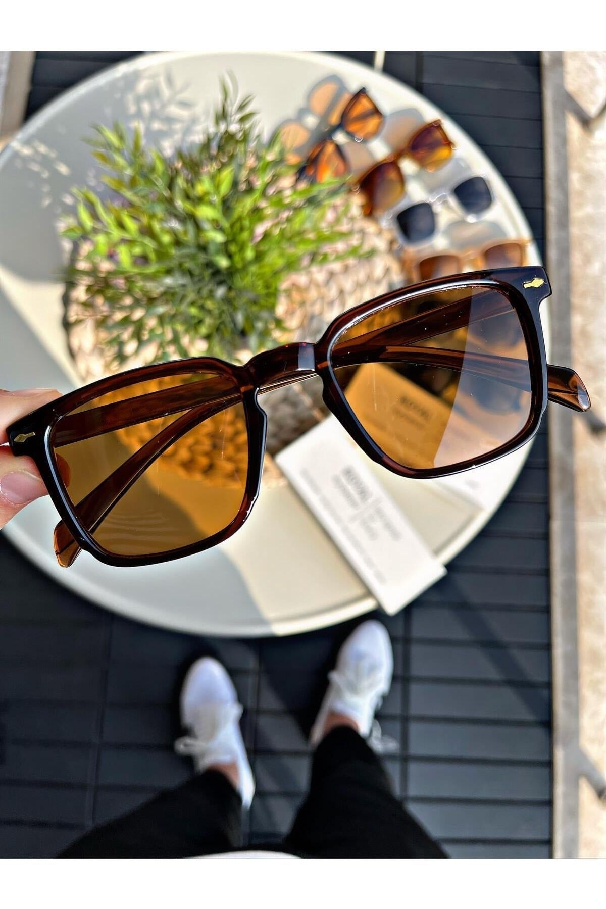 Sunglasses Women & Men Uv400 Glass Ce Certificated Dark Brown Lorraınew