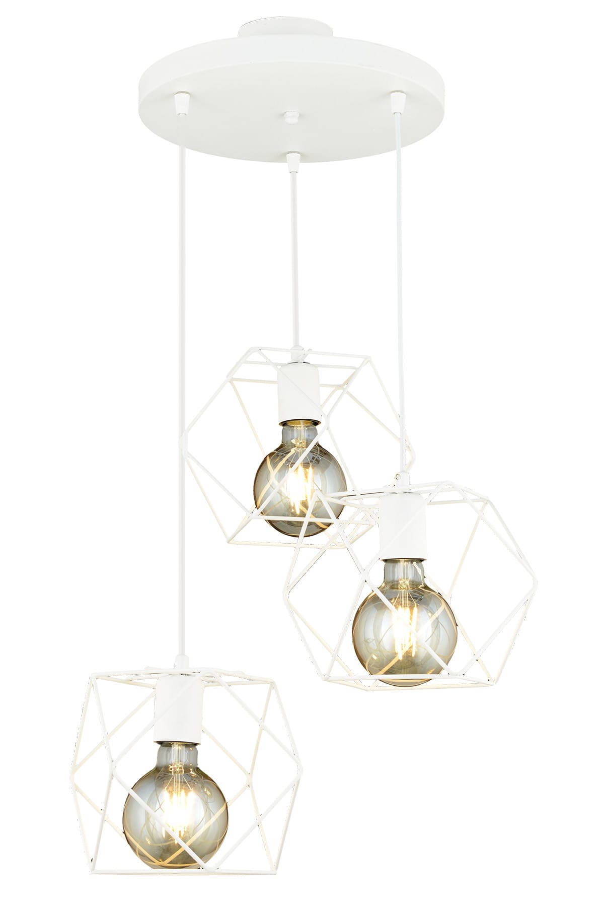 Zambak 3-Piece Metal Rustic Chandelier-White
