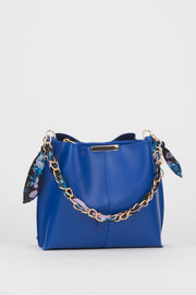 Damen Sax Blau Schal Kette Accessoire Weiches Leder 3-Fach Hand-, Arm- Und Schultertasche