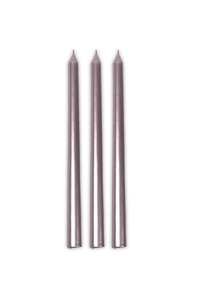 Pink Candlestick Candle 3 Pcs Shiny Metallic Long Body Tapered Candle - Swordslife