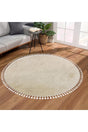 Dinarsu Fringed Single Round Post Plush Bath Mat Gel Non-Slip Base Mink 100 Cm - Swordslife