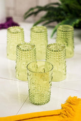 Acrylic Green 6 Pcs Short Glasses & Water Soft Drink Coffee Side Glasses 400 ml (Not Glass)