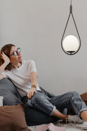 Mirza Single Black Pendant Lamp With White Glass Modern Pendant Lamp Kitchen Living Room Pendant Lamp Chandelier