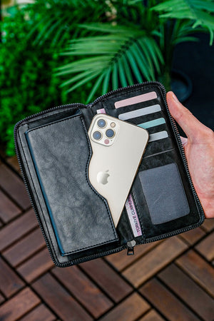 Unisex Vegan Leder Kartenhalter Geldbörse mit Handyfach Xclub