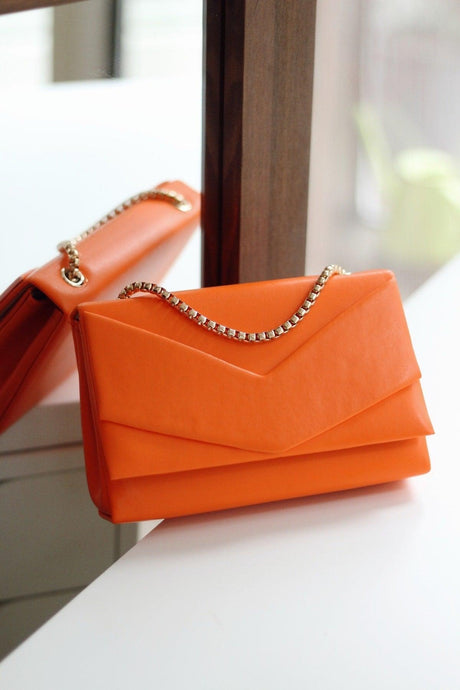Women's Orange Envelope Box Shoulder Bag - Swordslife