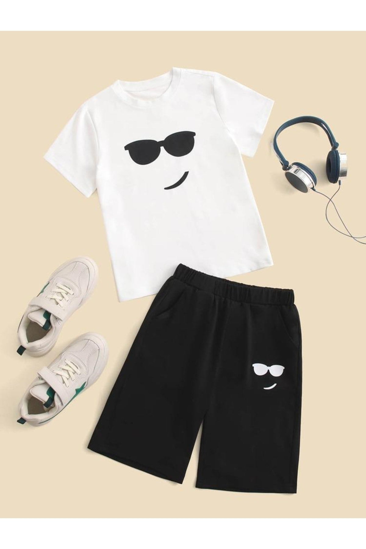 Glasses Printed Girls / Boys Shorts Set