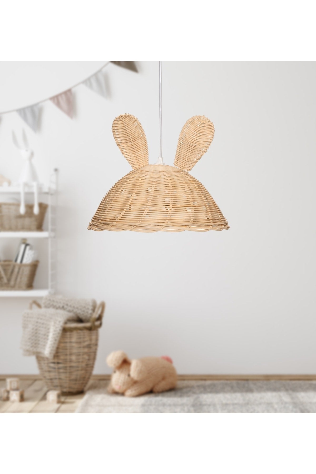 Rattan Bamboo Wicker Rabbit Ear Children's Room Chandelier