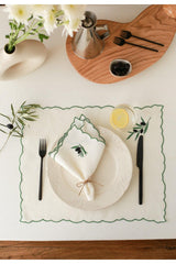 Set of 4 Spring Series Olive Themed 100% Linen Napkin 40 X 40 Cm - Swordslife