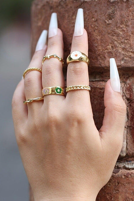 Set of 6 Ring 1297 Gold Color - Swordslife