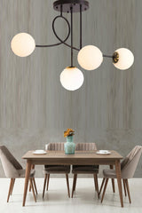 Jade Special Design Black Color Body with White Globe Glass Black Living Room - Kitchen - Bedroom 4-Piece Chandelier