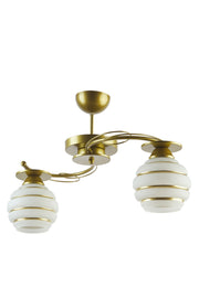 Goldina Modern Plofonyer Gold Case Silvery Glass Living Room - Kitchen - Bedroom 2-Piece Chandelier