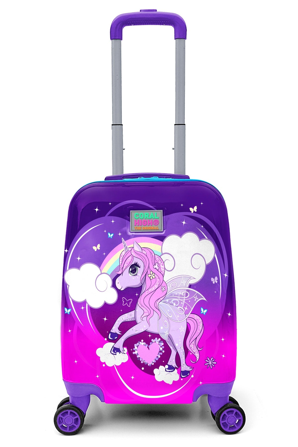 Kids Purple Pink Unicorn Patterned Luggage 16710