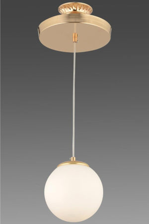 Pendant Lamp Single Gold White Globe Glass Chandelier