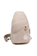 Women Crinkle Fabric Waterproof Fabric Shoulder And Waist Bag Beige Color Daily Sport