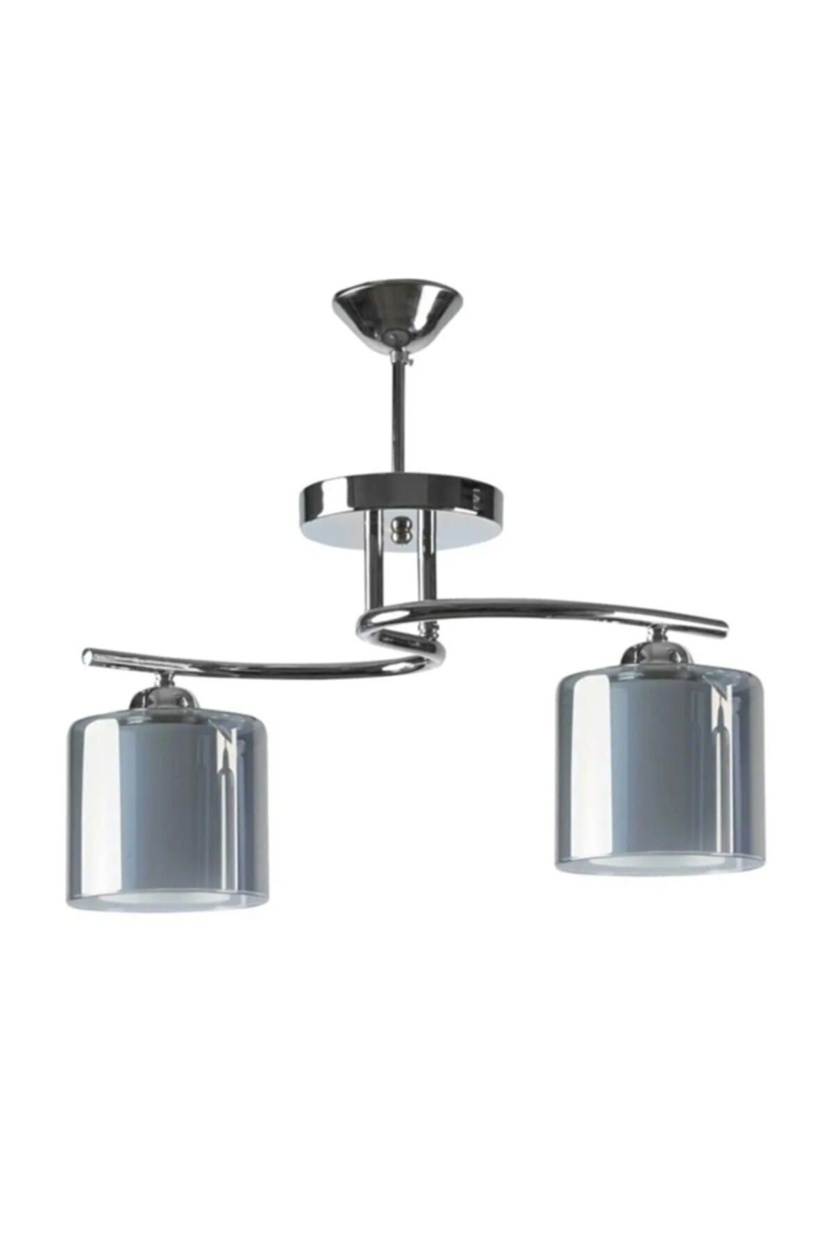 Fuji Modern Chrome Color Smoked Double Glass Living Room - Kitchen - Bedroom 2-Piece Chandelier